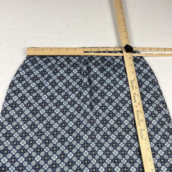 Ann Taylor Silk Pencil Skirt Blue Black Geometric Print 6P Petite Work Career - Picture 5 of 10